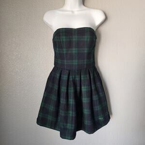Abercrombie & Finch Vintage Plaid Corset Wool Blend Strapless Min Dress